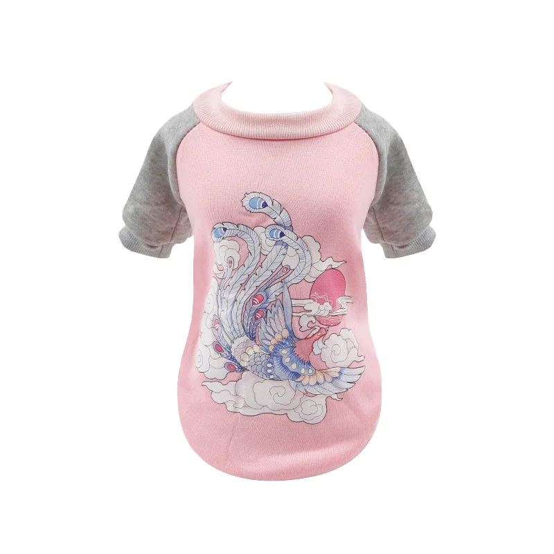 Pink Тотемная печать зимняя одежда для собак тонкая флисовая подкладка собака рубашка маленькое пальто для собаки щенка верхняя одежда с капюшоном домашнее животное зимняя одежда для собак и кошек - Цвет: Pink
