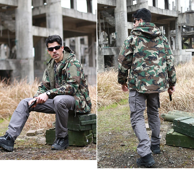 Ветрозащитная худи флисовая уличная Мужская Военная Тактическая теплая куртка