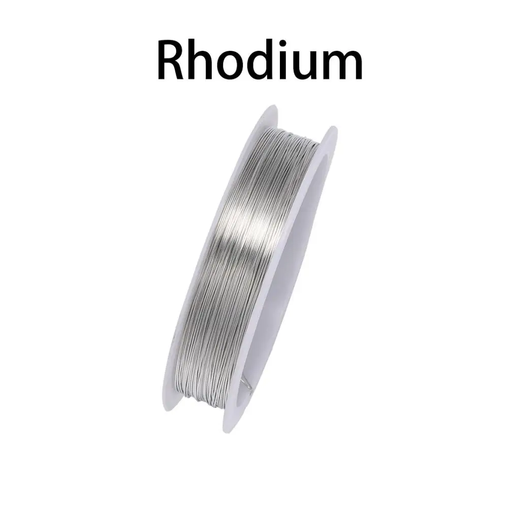 Rhodium 1 рулон металлический Медный провод Бисер провод Dia 0,2 0,3 0,4 0,5 0,6 0,7 0,8 1 мм Бисер проволока для изготовления ювелирных изделий DIY браслет - Цвет: Rhodium