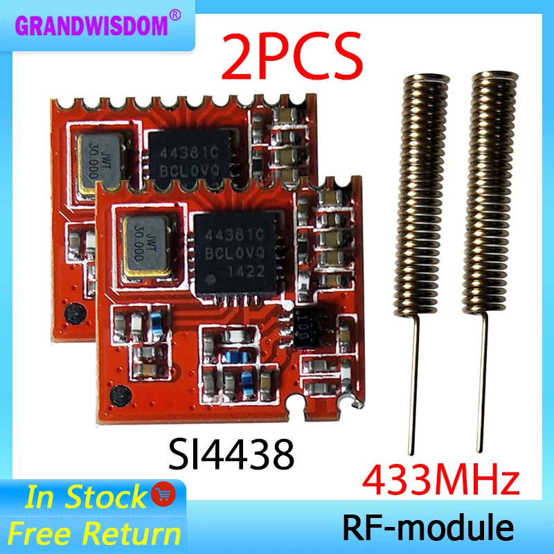 

2p 4p 433MHz RF module 4463 4438 chip Long-Distance communication Receiver and Transmitter SPI IOT and 2pcs 433 MHz IOT antenna