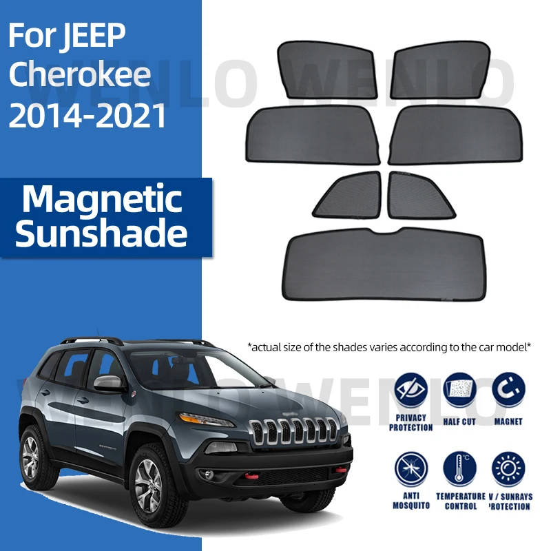 

Магнитный козырек для Jeep Cherokee 2014-2021, детское боковое окно, защита от солнца, занавеска на лобовое стекло, автомобильный солнцезащитный козыр...