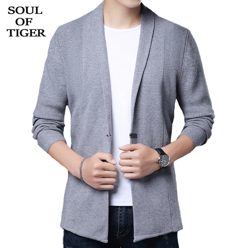 

SOUL OF TIGER Korean Fashion New Spring Clothing Mens Solid Vintage Loose Cardigans Male Casual Loose Sweater Oversized Knitwear