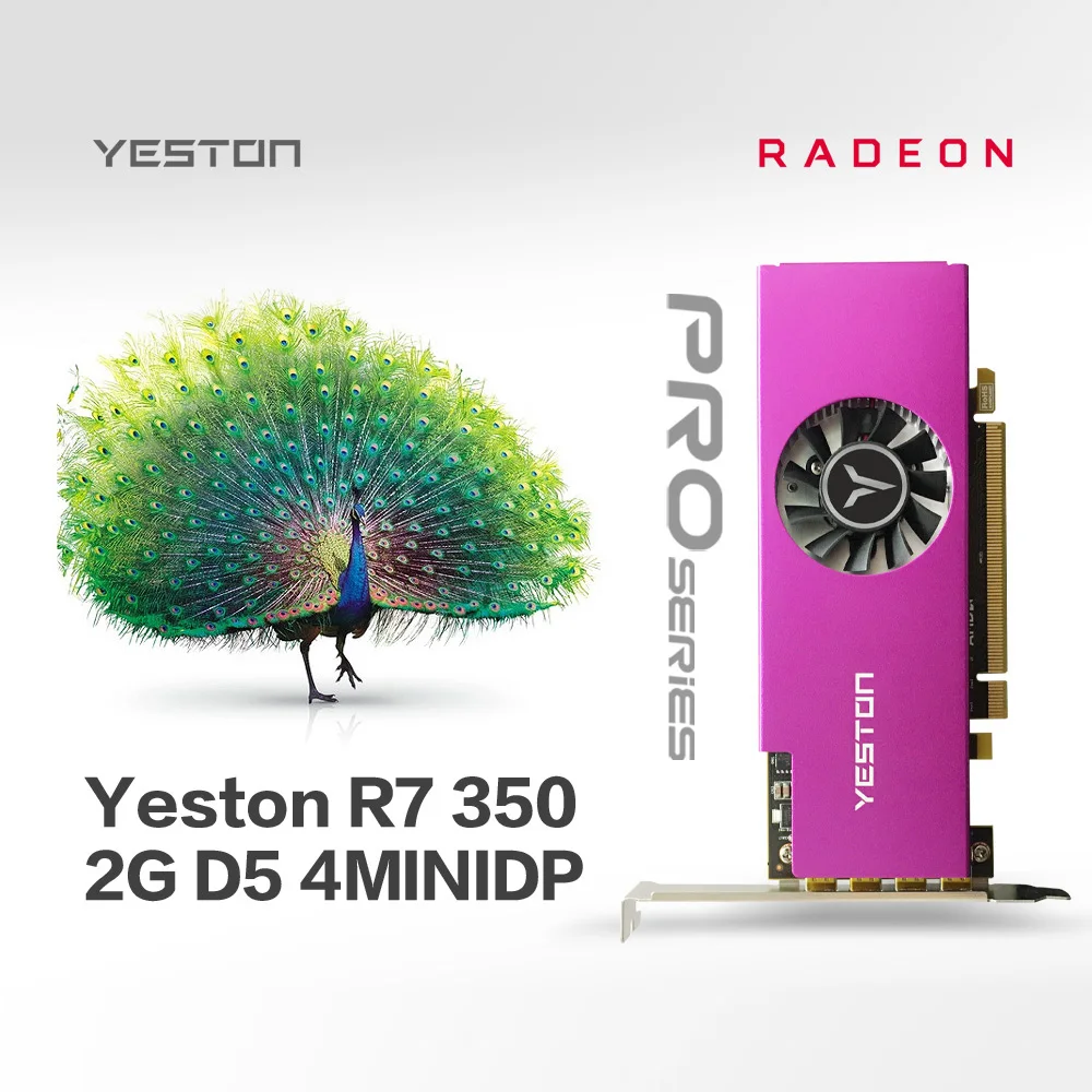 Yeston R7 350 2G D5 Графика карты 4MINIDP 4-Экран Поддержка Разделение Экран 4000 МГц 2G/128 бит/GDDR5