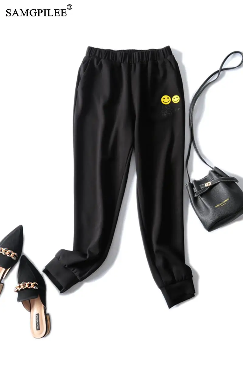 

2020 New Arrival Samgpilee Winter Ankle-length Pants Casual Broadcloth Elastic Waist Solid High Pleated Autumn Pencil Pants 3XL