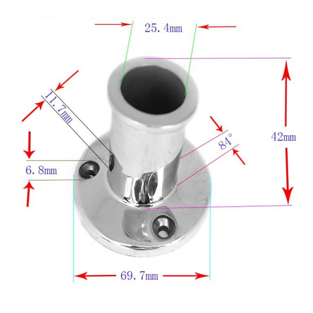 

Stainless Steel Marine Boat Deck Handrail Round Stanchion Base 25mm