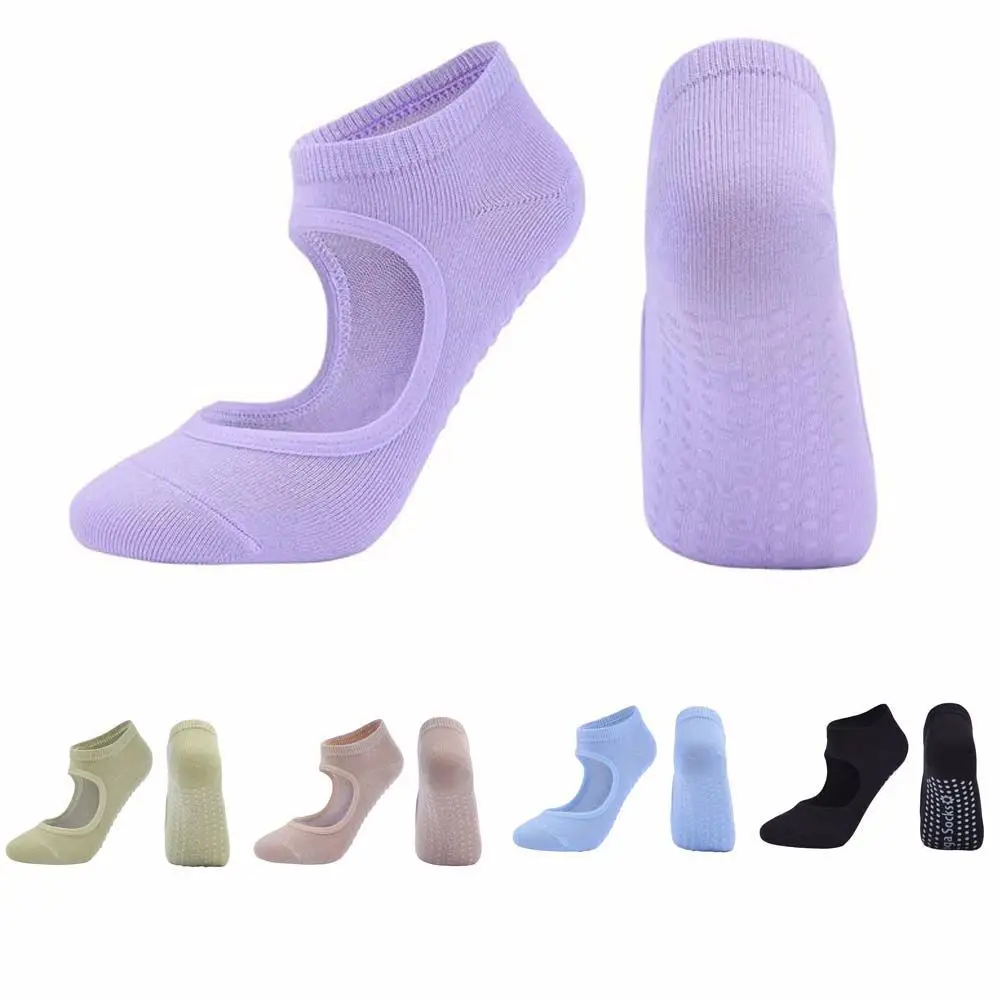 

Women High Quality Pilates Socks Anti-Slip Breathable Backless Yoga Socks Ankle Ladies Ballet Dance Sports Socks for Fitness Gym