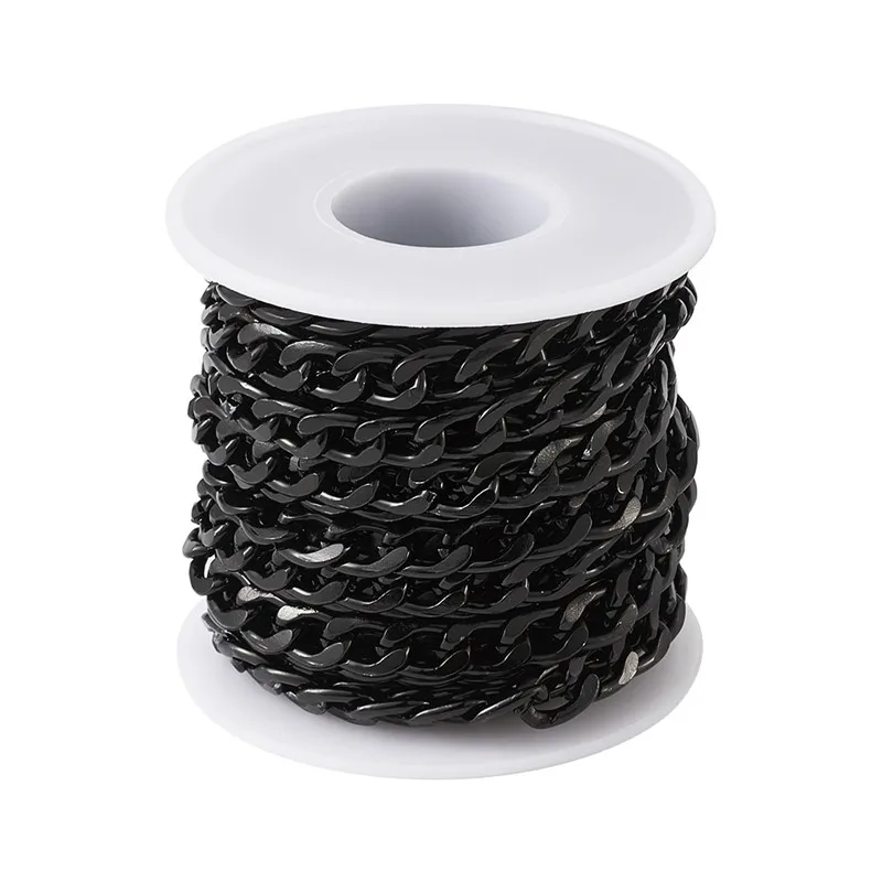

5m/roll Black Color Unwelded Aluminum Twisted Chains Curb Chains for Jewelry Making DIY Bracelet Necklace 12x7x2mm