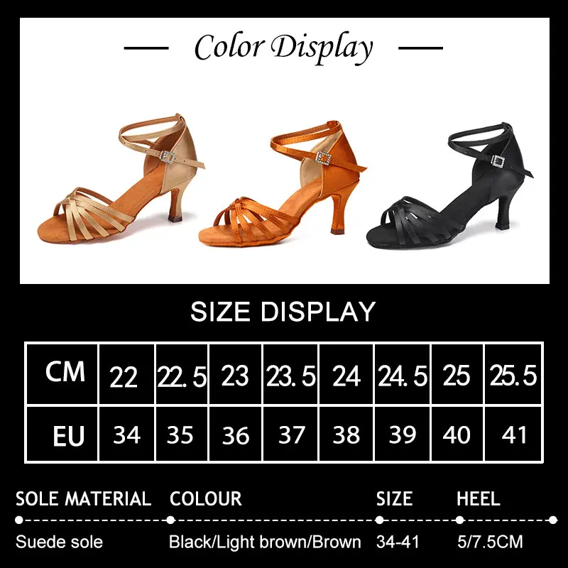 SWDZM New Salsa Ballroom Shoes Ladies Latin Tango Dance Shoes For Women Modern Pole Waltz Dancing Heels 5/7.5cm Indoor Wholesale