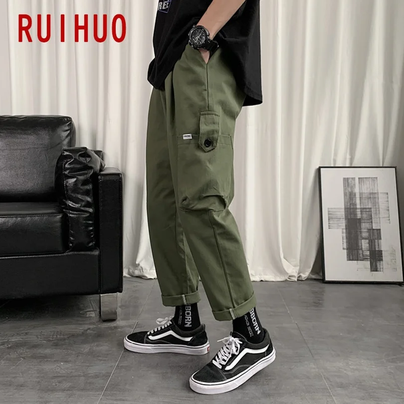 

RUIHUO лодыжки-Длина мужские камуфляжные брюки мужские брюки-карго Мужская одежда для бега для мужчин брюки для девочек Harajuku брюки M-3XL 2021 Весен...
