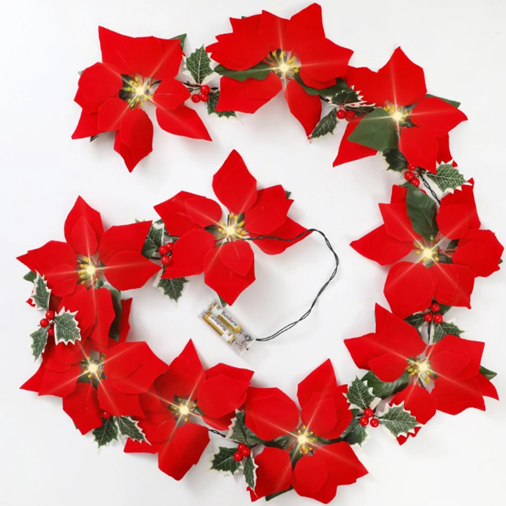 

2M Garland Flower Vine Home Indoor Outdoor Thanksgiving Halloween Christmas Party Decoration Stairs Fireplace Christmas Tree