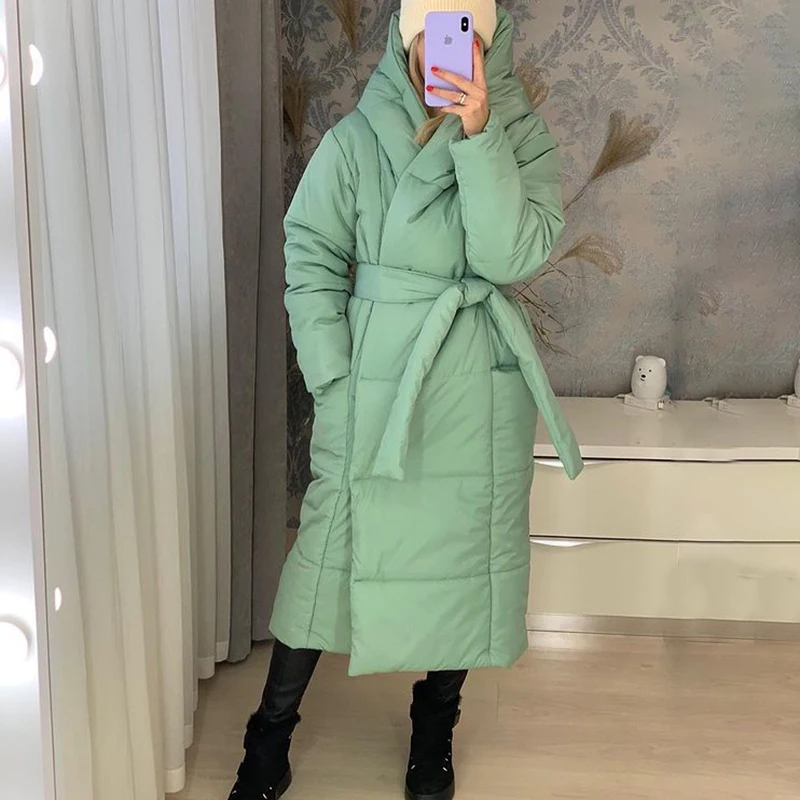 Модные зимние толстые свободные парки XMAX с капюшоном женские элегантные длинные