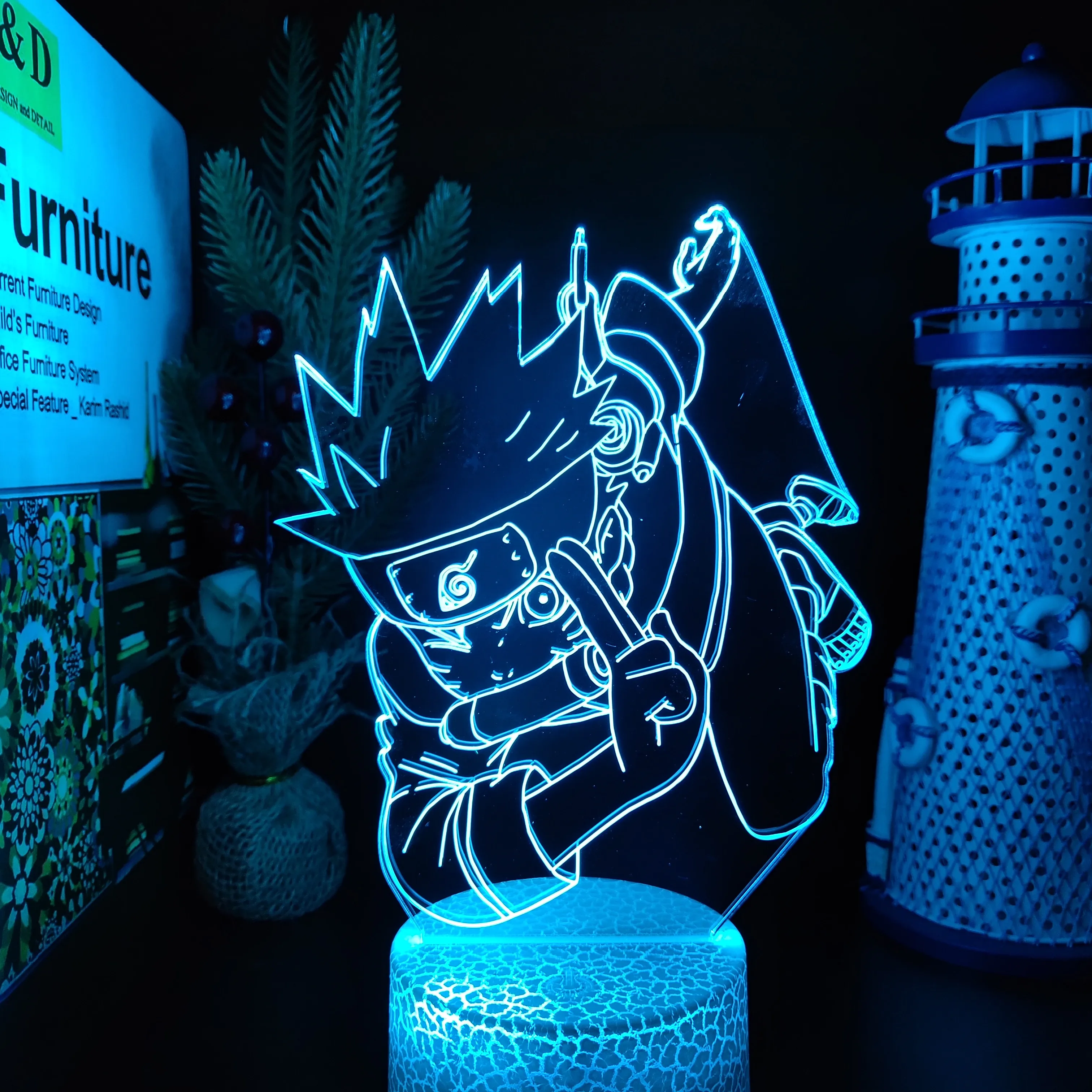 Светодиодная лампа удзумаки Наруто Учиха Саске Jiraiya Gaara с аниме ночсветильник для