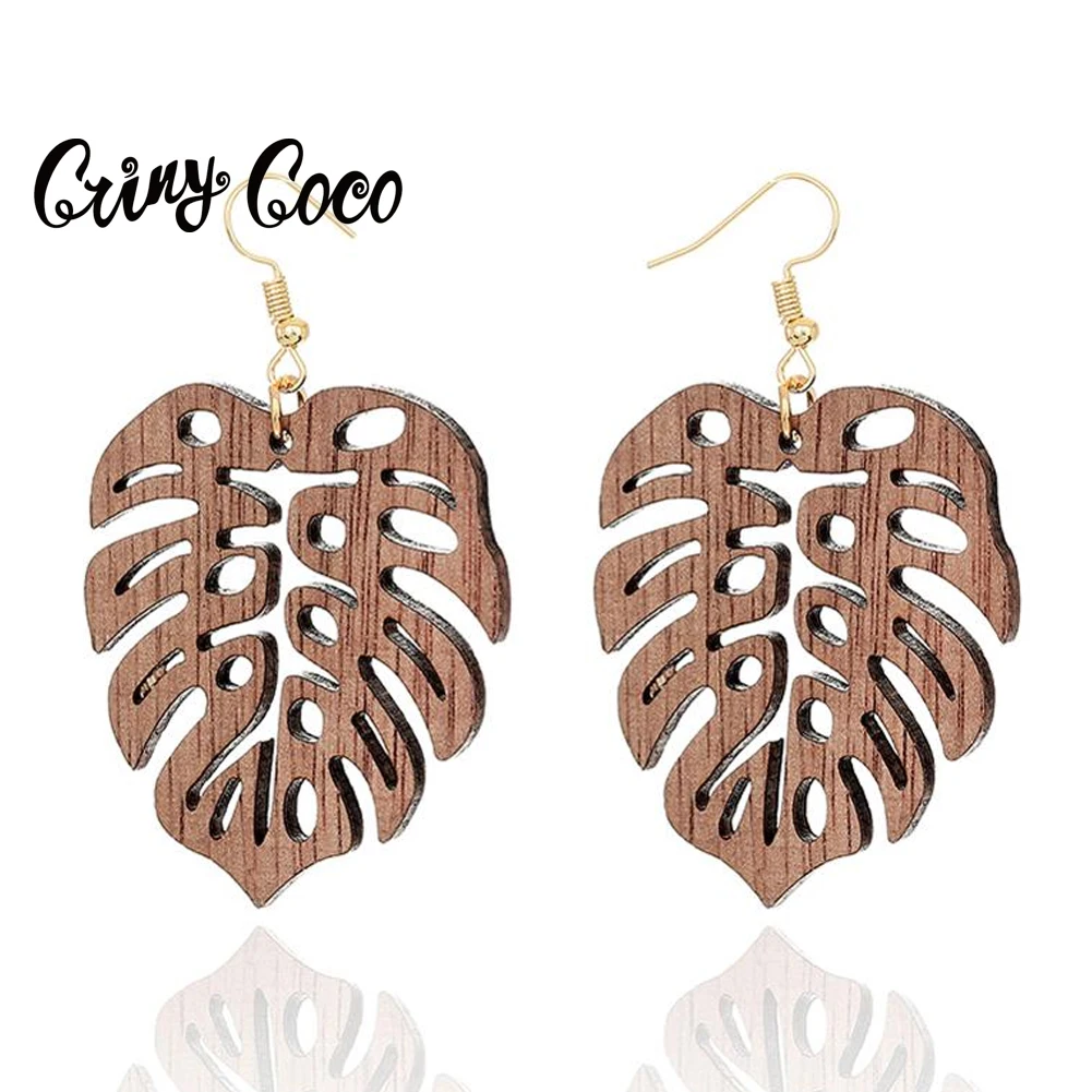 

Hawaiian Handmade Wooden Earrings Bohemian Flower Natural Wood Acrylic Dangle Drop Pendant Vintage Statement Earring for Women