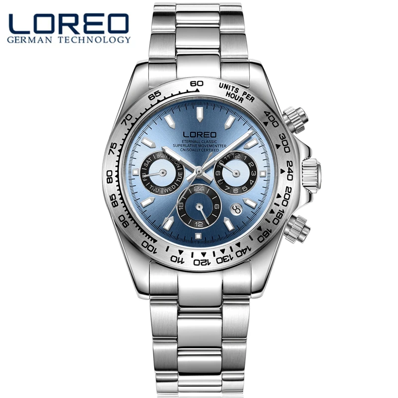 

LOREO Mechanical Luxury Waterproof 100m Men Watches Stainless Steel Military Sport Dress Watch Relogio Masculino Erkek Kol Saati