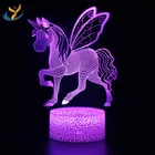 Цветной сенсорный 3D ночник серии единорог с дистанционным управлением, креативный визуальный светильник для подарка, украшение на день рождения