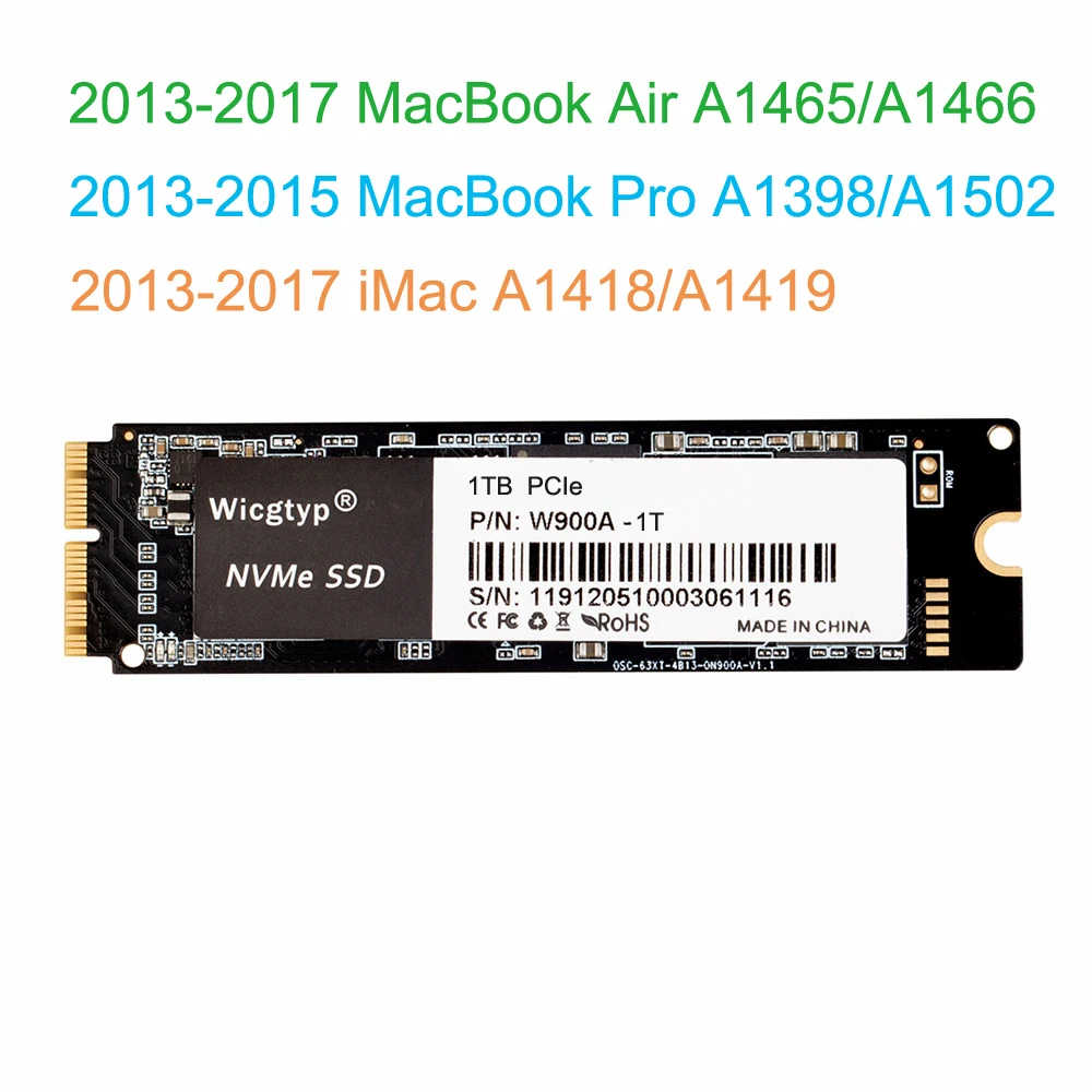 Новый 1 ТБ 1000 ГБ SSD для 2013 2014 2015 2017 Macbook Air A1465 A1466 Pro Retina A1502 A1398 iMac A1418 A1419 SSD|Внутренние