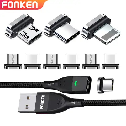 FONKEN магнитные наконечники для кабеля 4-контактный Магнитный адаптер для зарядного устройства магнитный разъем для iPhone микро-USB Type-C стандарт...