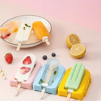 ice cream mold 1 grid 4 grid homemade silicone popsicle mold ice cube tray ice pop maker mould with wooden sticks diy popsicle