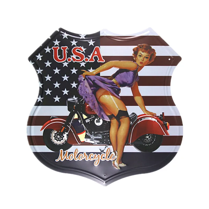 Зеленый Металлическая жестяная вывеска Route 66 Hot Road неправильная вывеска для гаража рельефная для гаража паба Дома Офиса ресторана бара железные картины - Цвет: Зеленый