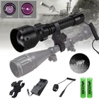 Фонарик T50 IR850nmIR 940nm с фокусировкой, охотничий фонарь с инфракрасным излучением ночного видения + переключатель + крепление для прицела + 18650 + зарядное устройство