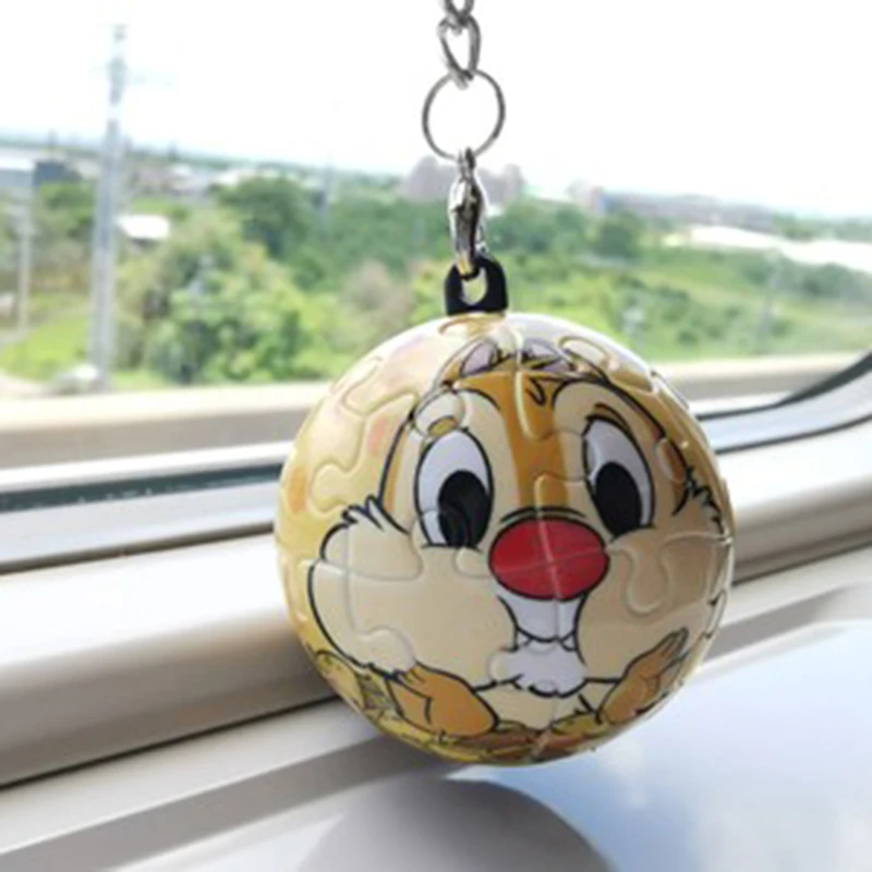 

24Pcs 3D Cartoon spherical Jigsaw Key Chain Puzzle Keychain Multifunction Keyring Puzzle Early Learning Toys For Kids Gifts