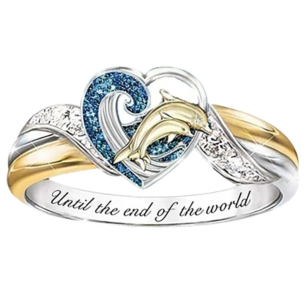 Дельфин кольцо в богемном стиле с геометрическим принтом Забавные женские