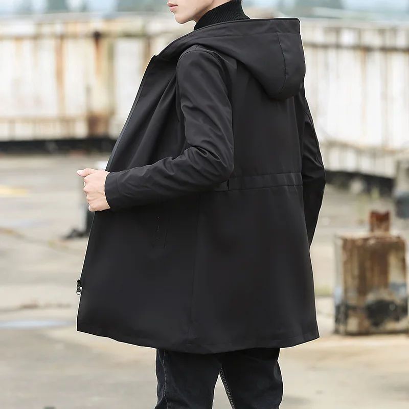 Autumn and winter jacket new men hooded long warm Jacket solid jacket largecashmere mens windbreaker Parkas cotton youth