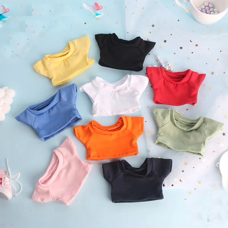 

20cm 15cm doll clothes doll solid colour T-shirt plush toy clothes exo doll coat doll accessories