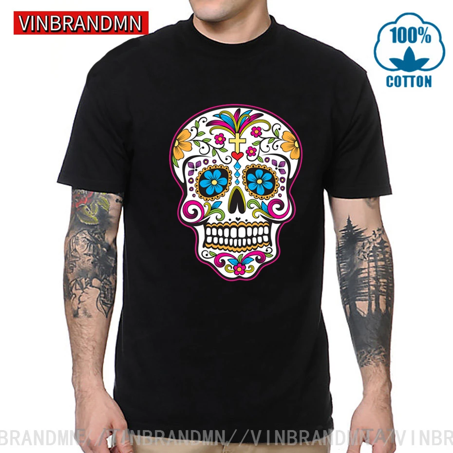 Женская футболка с принтом мексиканского сахарного черепа уникальный дизайн со