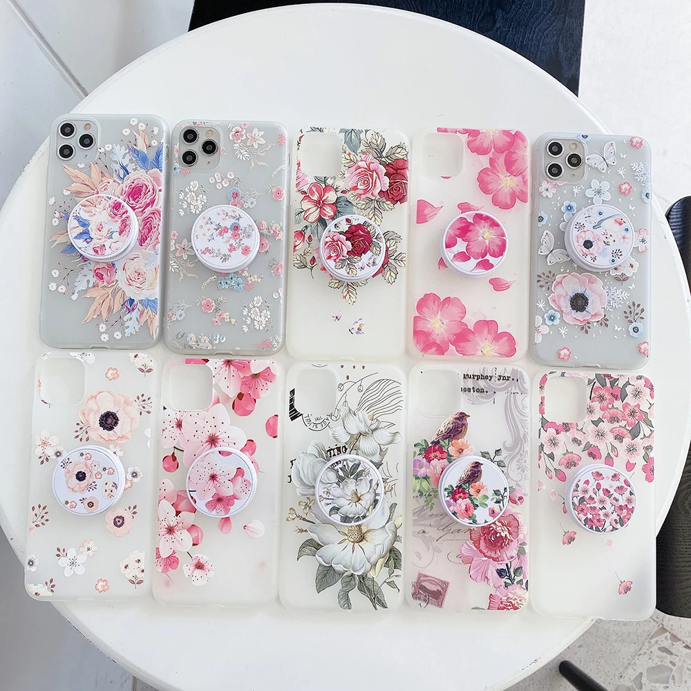 3D рельефный чехол для телефона с цветочным рисунком Тонкий Высококачественный