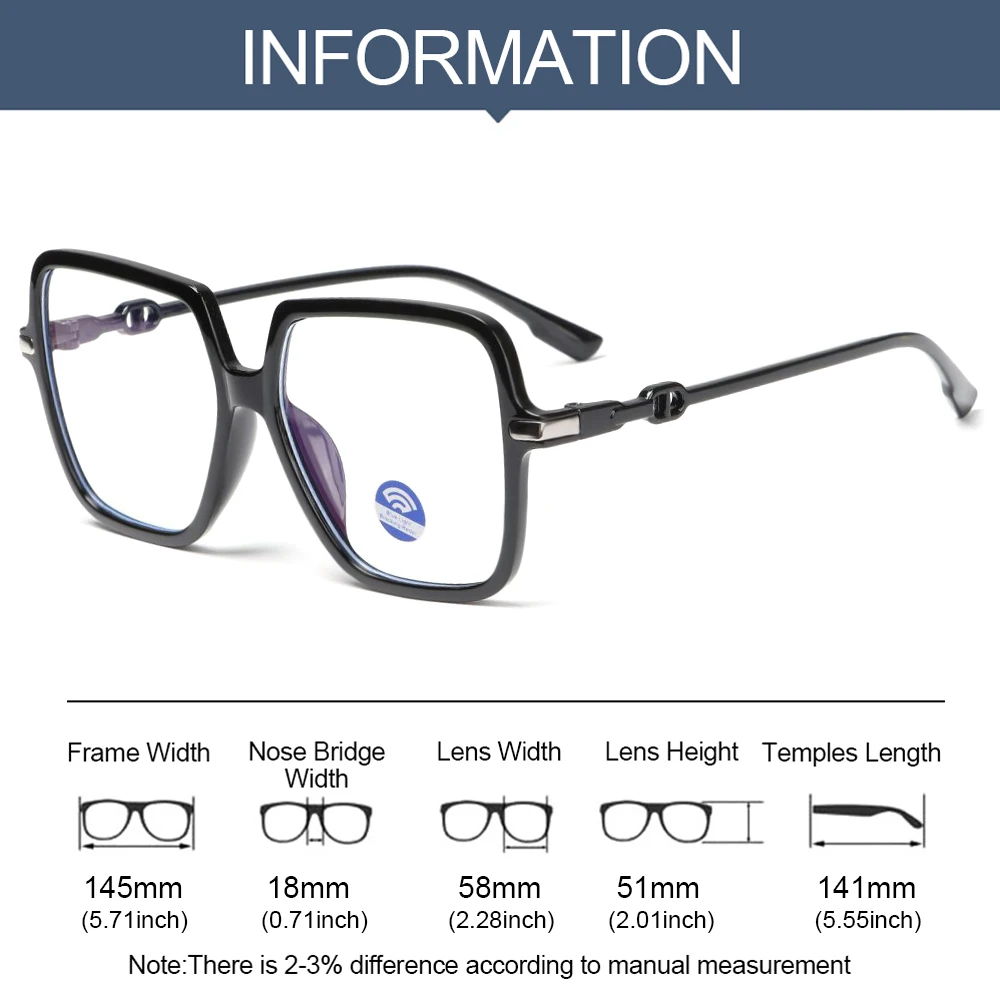 

Fashion Square Anti Blue Light Glasses Vision Care Flat Mirror Eyewear Blue Rays/Radiation Blocking Eyeglasses Computer Goggles