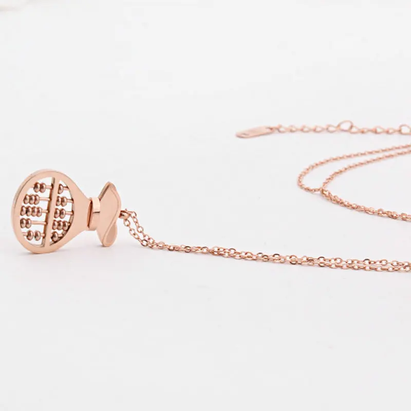 

Money Bag And Abacus Necklace Titanium Steel Round Bead Does Not Fade Temperament Clavicle Chain