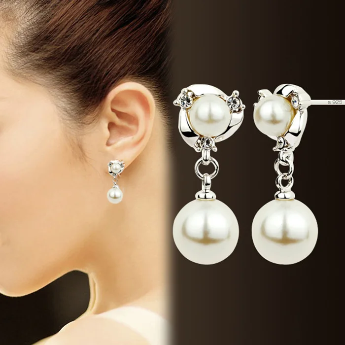

S925 Sterling Silver Hot Selling Earrings with Bohimia Non-fading Long Pearl Fashion Crystal Earrings for Female Gifts
