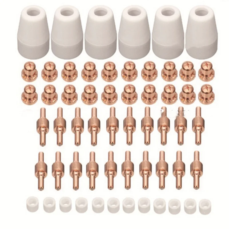 

58Pcs Plasma Cutter Tip Electrodes Nozzles Kit Guard Diverter Consumable Accessories for PT31 CUT 30 40 50 Welding Tools