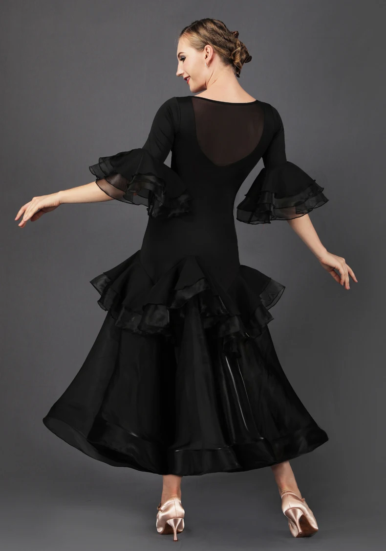 Бальное платье платья для бальных танцев танцевальные костюмы женщин Черное