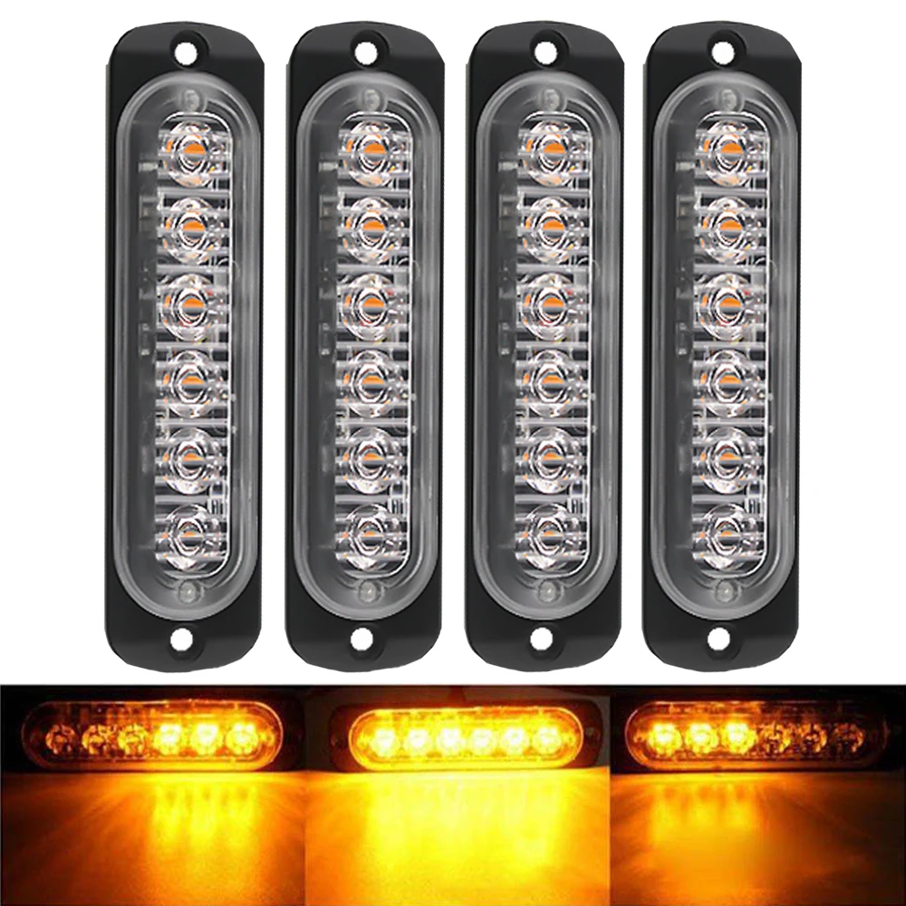 4pcs 12V Vehicle Car Front Deck Grille LED Strobe Flash Light Police Emergency Hazard Warning Lamp Daytime Running Lights | Автомобили и