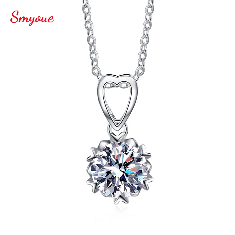 

Smyoue D/F 1 CT Moissanite Diamond Pendant For Women Korean Girls Six-claw Snowflake Necklace 925 Sterling Silver Christmas Gift