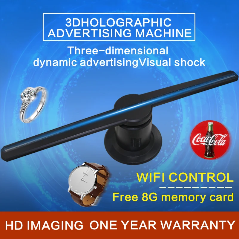 

Wifi 3D Hologram Projector Hologram Player Bar Shop 3D Advertising Remote Projector Fan Advertising Logo Lighting