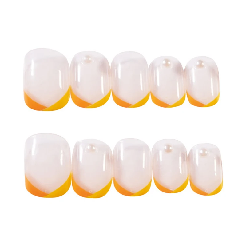 

24pcs French Style Orange False Nails Detachable Fake Nails Glossy Artificial Nails CIN6 899