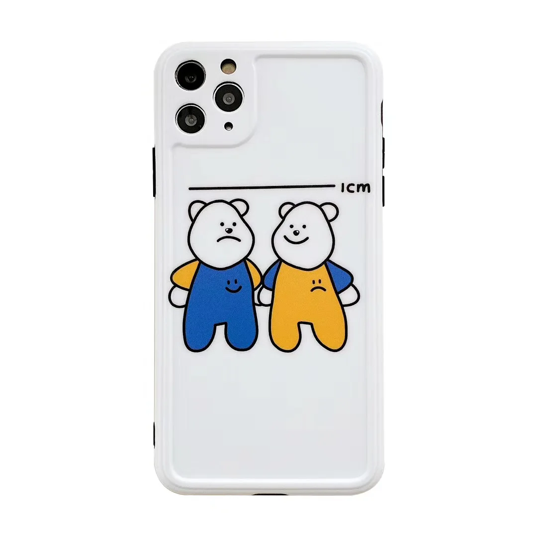 

INS Korea cute cartoon funny smiley bear brother phone case for iPhone 11 pro MAX Xs MAX Xr X 7 8 plus simple Cover