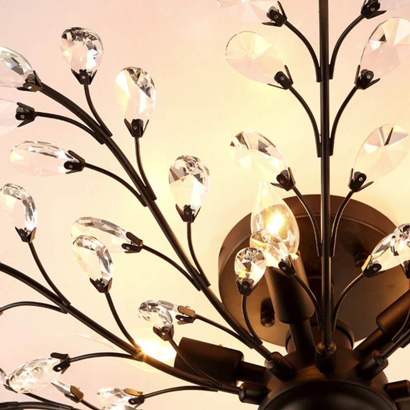 2017 New Vintage American Chandelier Metal Black Aisle Lights Balcony crystal pendants for chandeliers For Home Modern | Лампы и