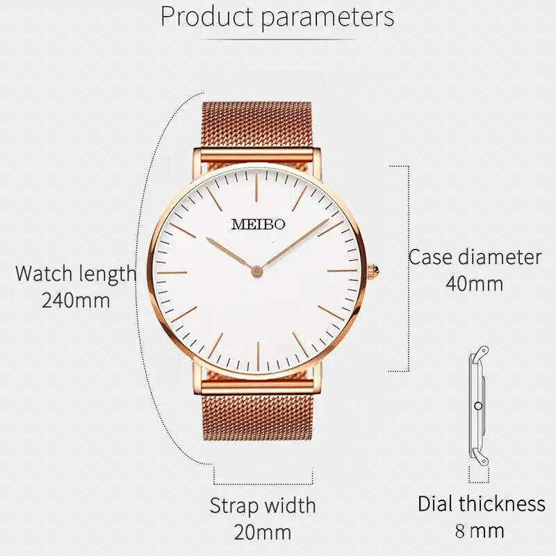 Роскошные мужские часы повседневные сплав сетка ремень тонкий большой циферблат