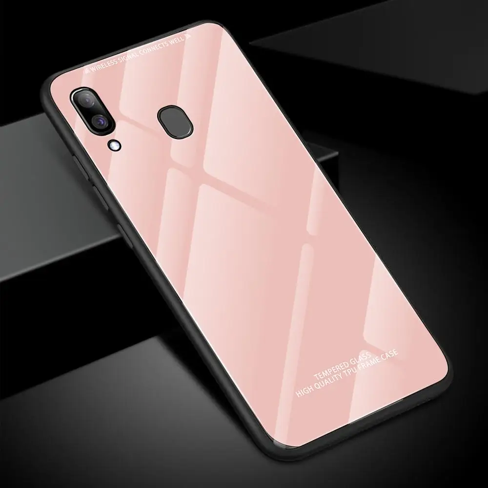 4 Карамельный цвет Стекло задняя крышка чехол для samsung Galaxy A50 A60 A70 A40 A30 A10 S10E S10 S9 S8 плюс A7 A750 красный черный, белый, розовый цвет
