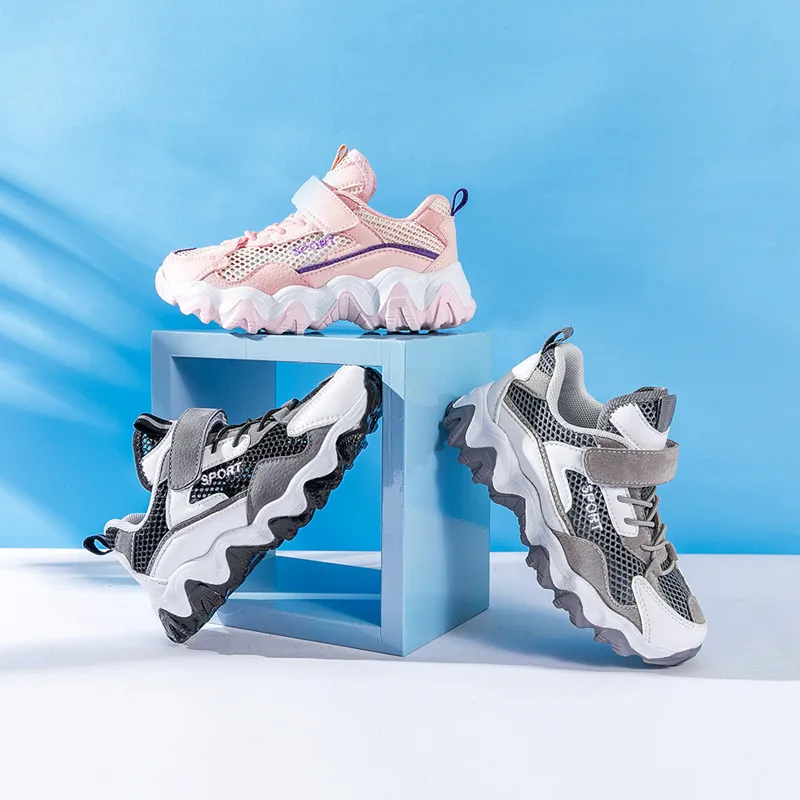 

2021 Summer New Hollow Girls Casual Shoes Breathable Sports Running Walking Shoes Children's Wave Shoes Tide Boy Single Sneakers