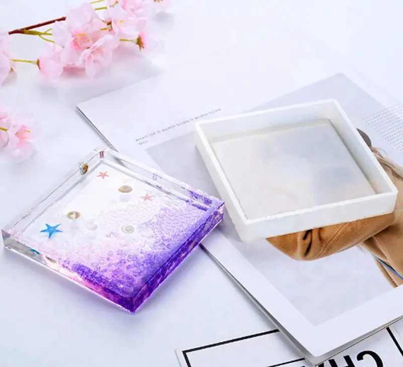 

8 Pack Silicone Coaster Molds Silicone Resin Mold, Clear Epoxy Molds Hexagon & Square