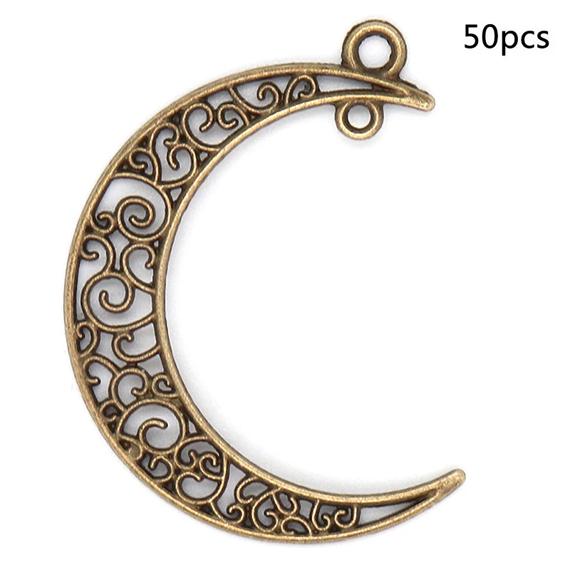 

50pcs Charm Moon Shape Charms Pendant For Jewelry Making DIY Fit Charms Bracelet