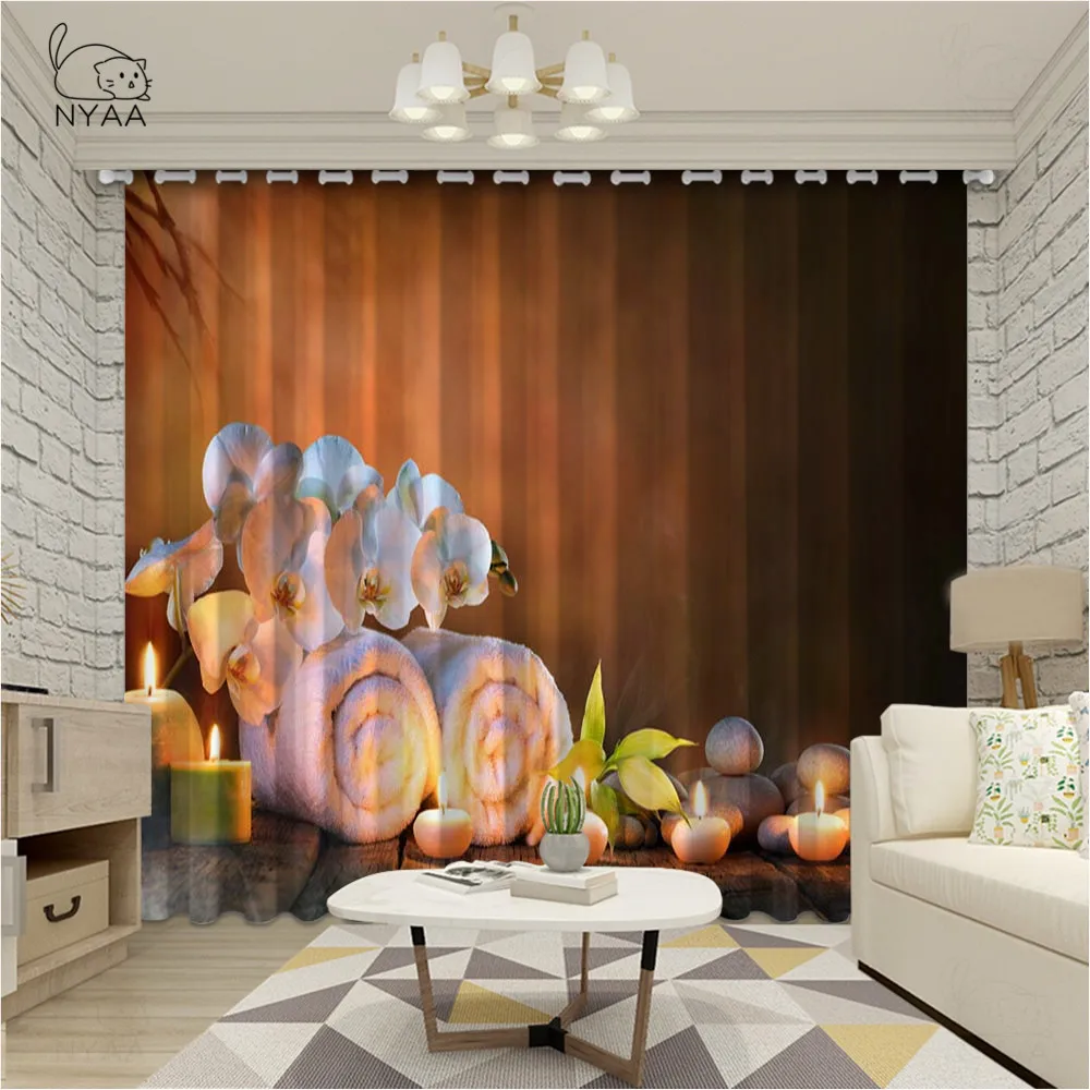 

Bamboo Orchid Zen Curtains For Room Hall Home Kitchen Modern Living Room Curtains Valance Window Curtain Rod Micro Shading