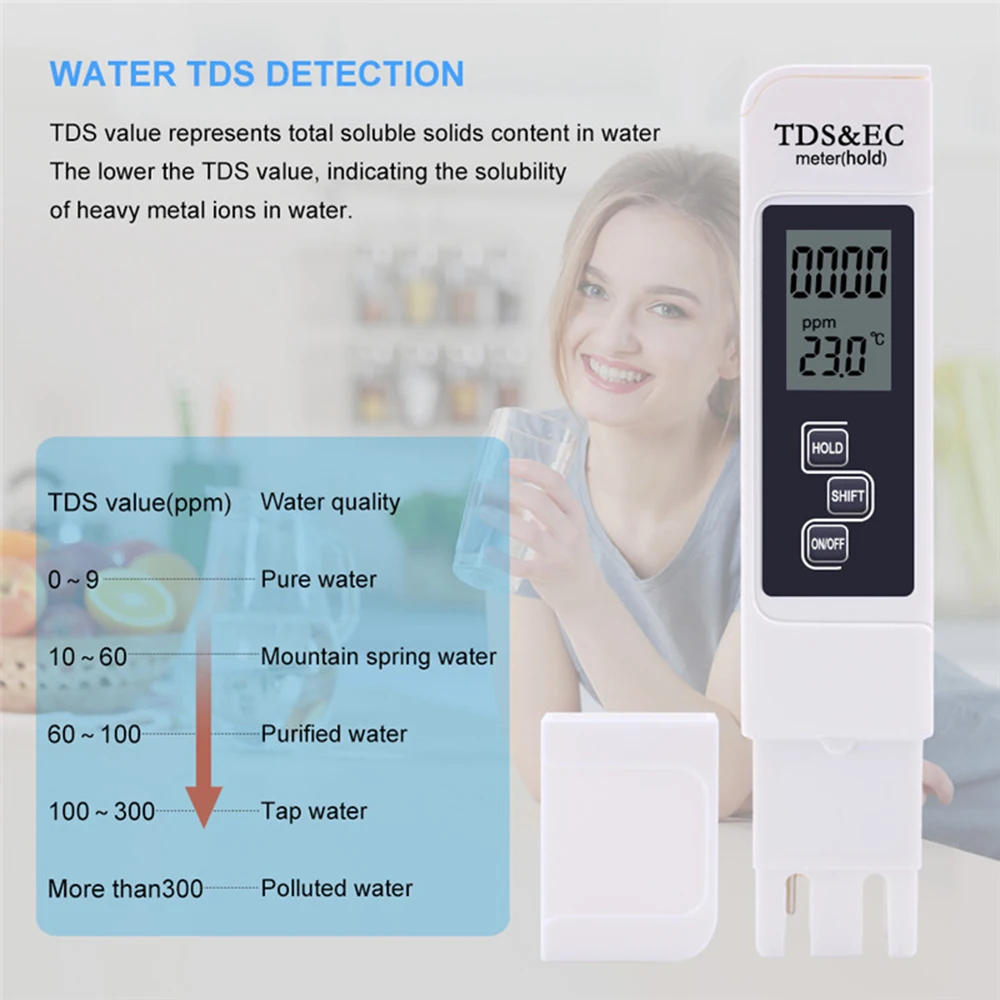 

KKmoon 3-in-1 Water Quality Detector Portable TDS Pen Tester EC Meter Accurate Water Quality Multifunctional Measurement Tool