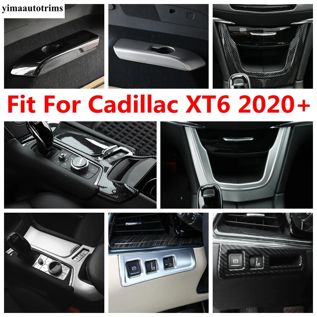 

For Cadillac XT6 2020 - 2022 Water Cup Holder Central Control Storage Box Frame Gear Panel Cover Trim Carbon Fiber Accessories