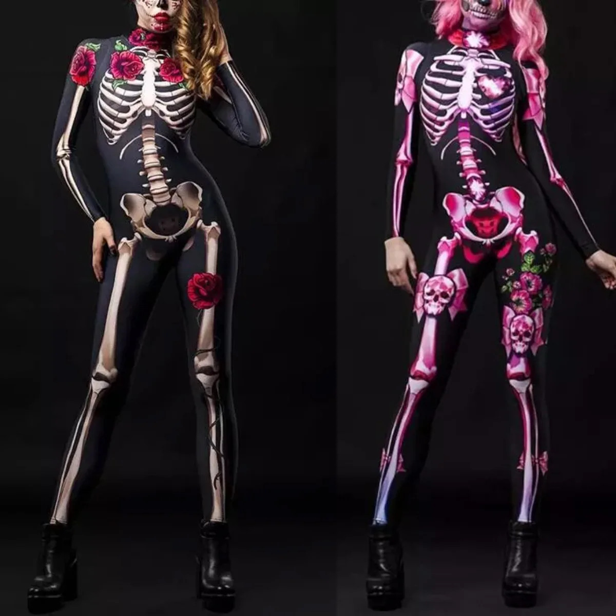 Costume di Halloween donne Sexy Costume fantasma spaventoso scheletro di rosa tuta da diavolo Sexy bambini neonata festa di carnevale giorno dei morti